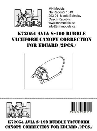 1:72 Avia S-199 Bubble vacuform canopy correction set closed version 2pcs.