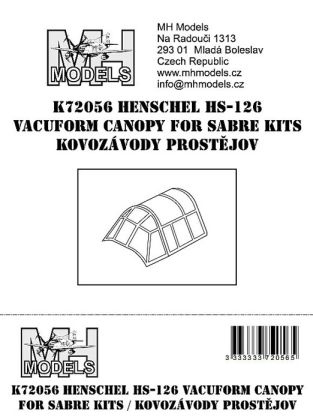 1:72 Henschel Hs-126 vacuform canopy