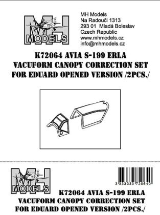 1:72 Avia S-199 Erla vacuform canopy correction set opened version 2pcs.