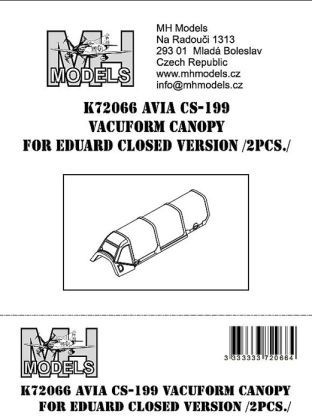 1:72 Avia CS-199 vacuform canopy closed version 2pcs.