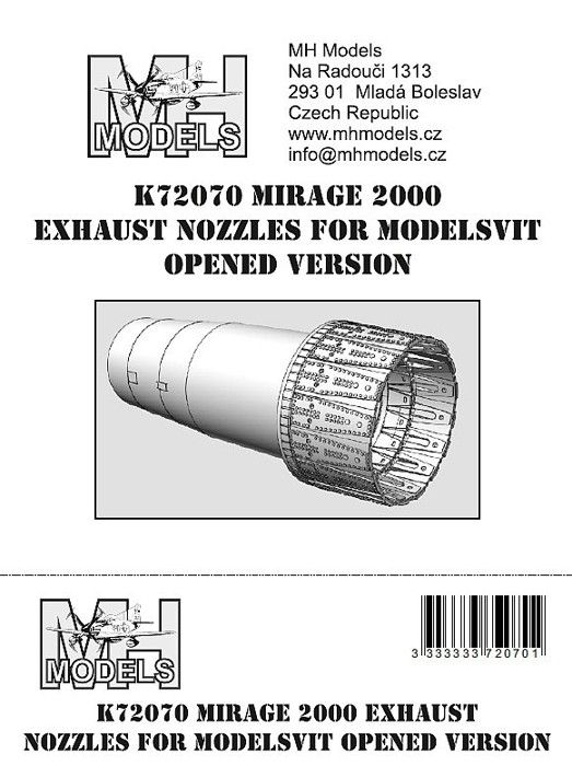 1:72 Mirage 2000 exhaust nozzles for Modelsvit opened version