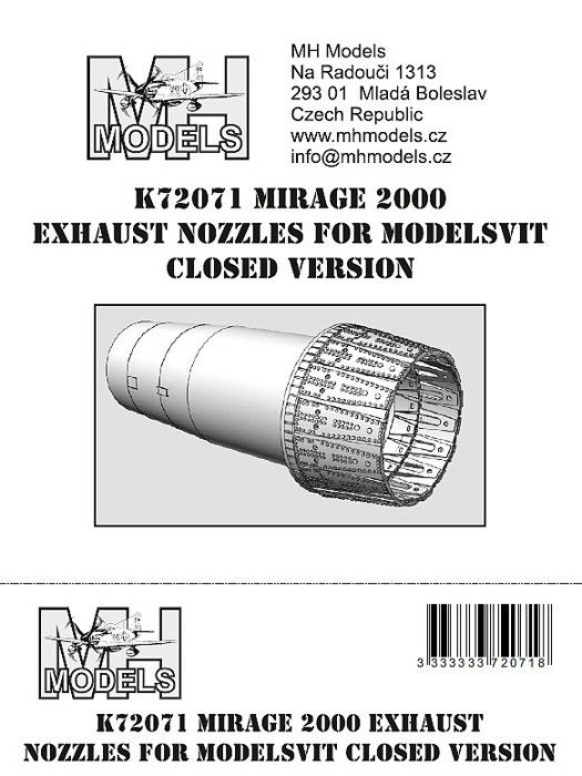 1:72 Mirage 2000 exhaust nozzles for Modelsvit closed version