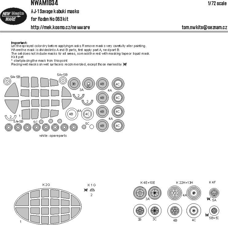 1:72 AJ-1 Savage kabuki masks