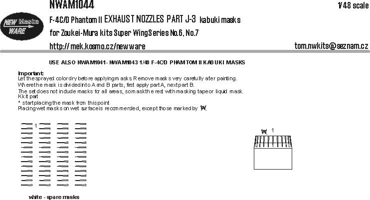 1:48 F-4C/D Phantom II EXHAUST NOZZLES PARTS J3 kabuki masks