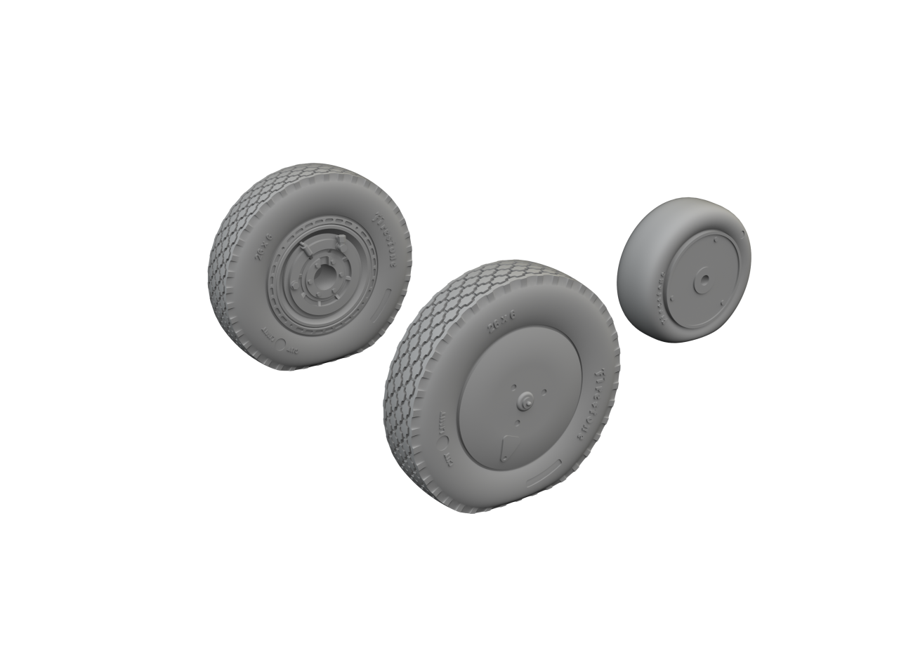 1:72 Bell P-39Q Airacobra wheels w/rims PRINT