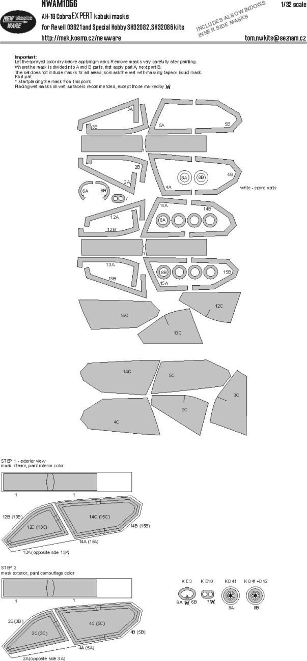 1:32 AH-1G Cobra BASIC kabuki masks