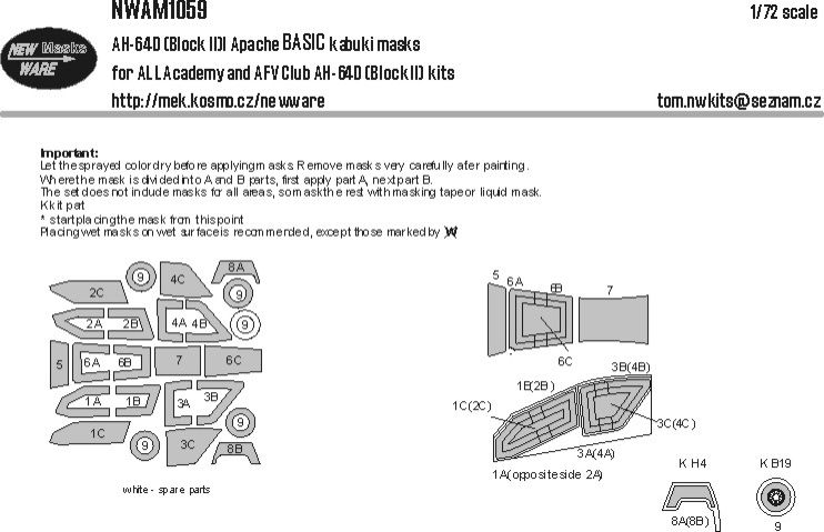 1:48 AH-64 (Block II) Apache BASIC kabuki masks