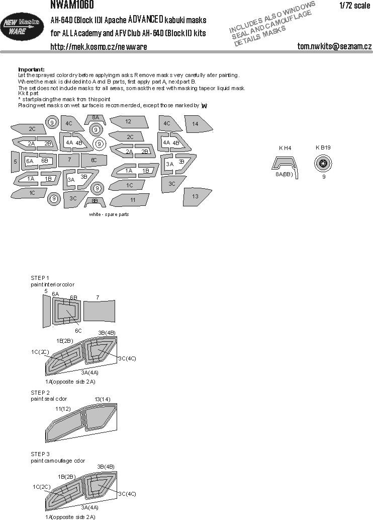 1:48 AH-64 (Block II) Apache ADVANCE kabuki masks