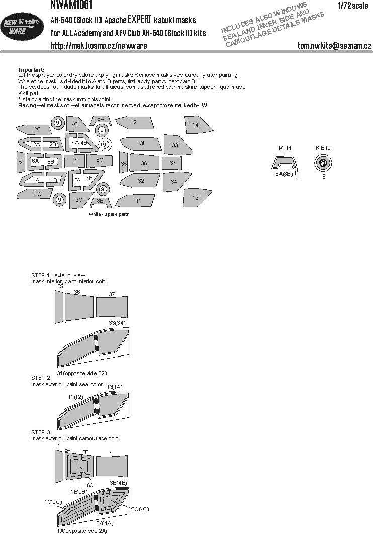 1:48 AH-64 (Block II) Apache EXPERT kabuki masks