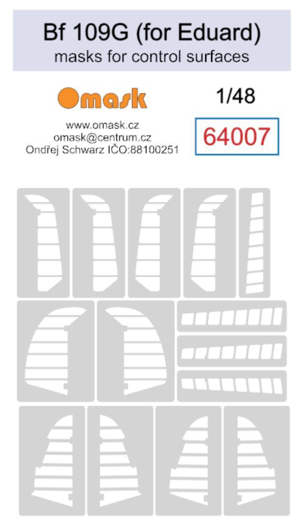 1:48 Bf 109G masks for control surfaces (for Eduard)