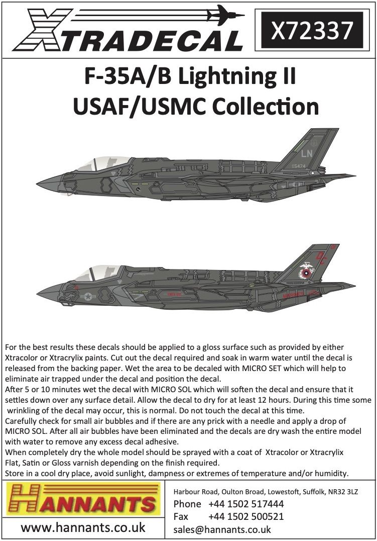 1:72 Lockheed-Martin F-35A/B Lightning II USAF/USMC Collection