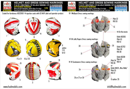 1:72 F-14 Helmets and military dress sewing for F-14 (VF-111, VF-41,VF-1)