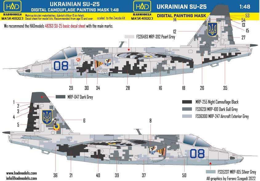1:48 Su-25 Ukrainian Digital Camouflage painting mask