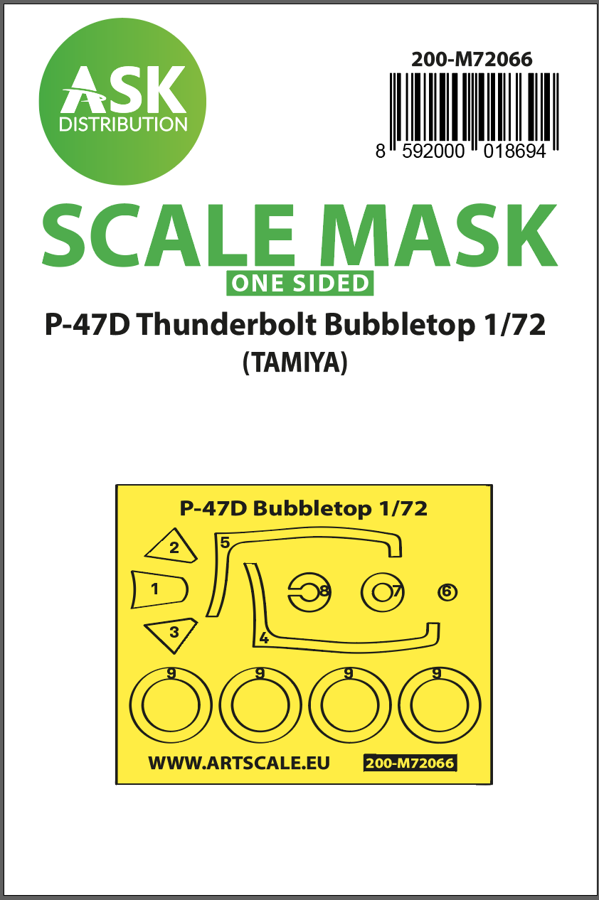 1:72 P-47D Thunderbolt Bubbletop one-sided express mask for Tamiya