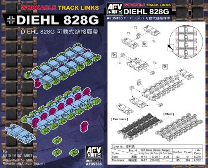 1:35 Workable track links Diehl 828G For M110 / M107 / M578