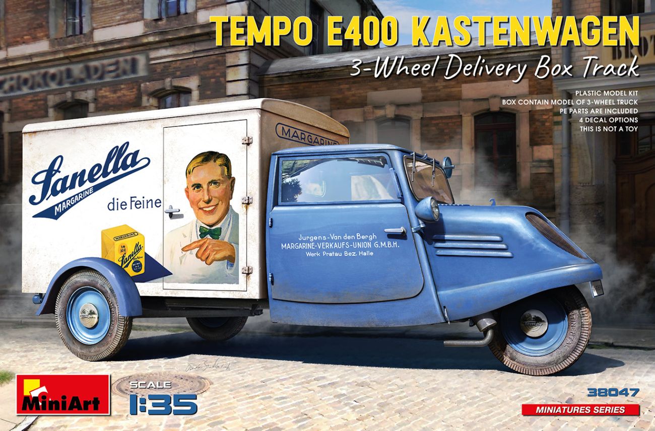 1:35 TEMPO E400 KASTENWAGEN 3-WHEEL DELIVERY BOX TRACK