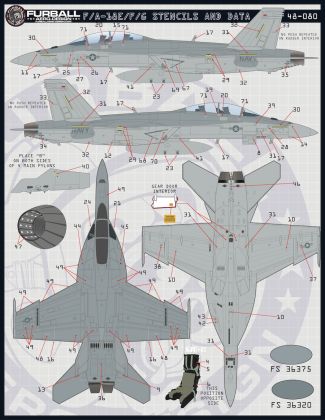 1:48 Boeing F/A-18E F/A-18F F/A-18G Super Hornet Stencils and Data