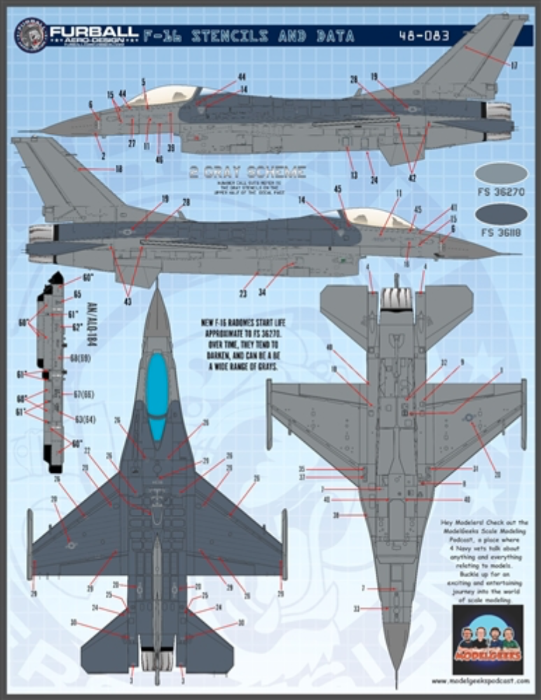 1:48 Lockheed-Martin F-16 Stencils (LATE)