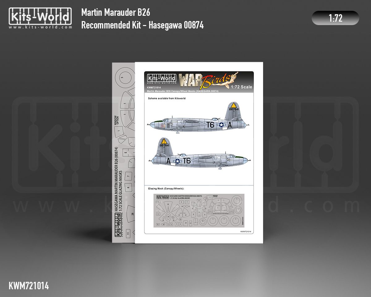 1:72 Martin B-26B/C Marauder wheels and canopy frame paint mask
