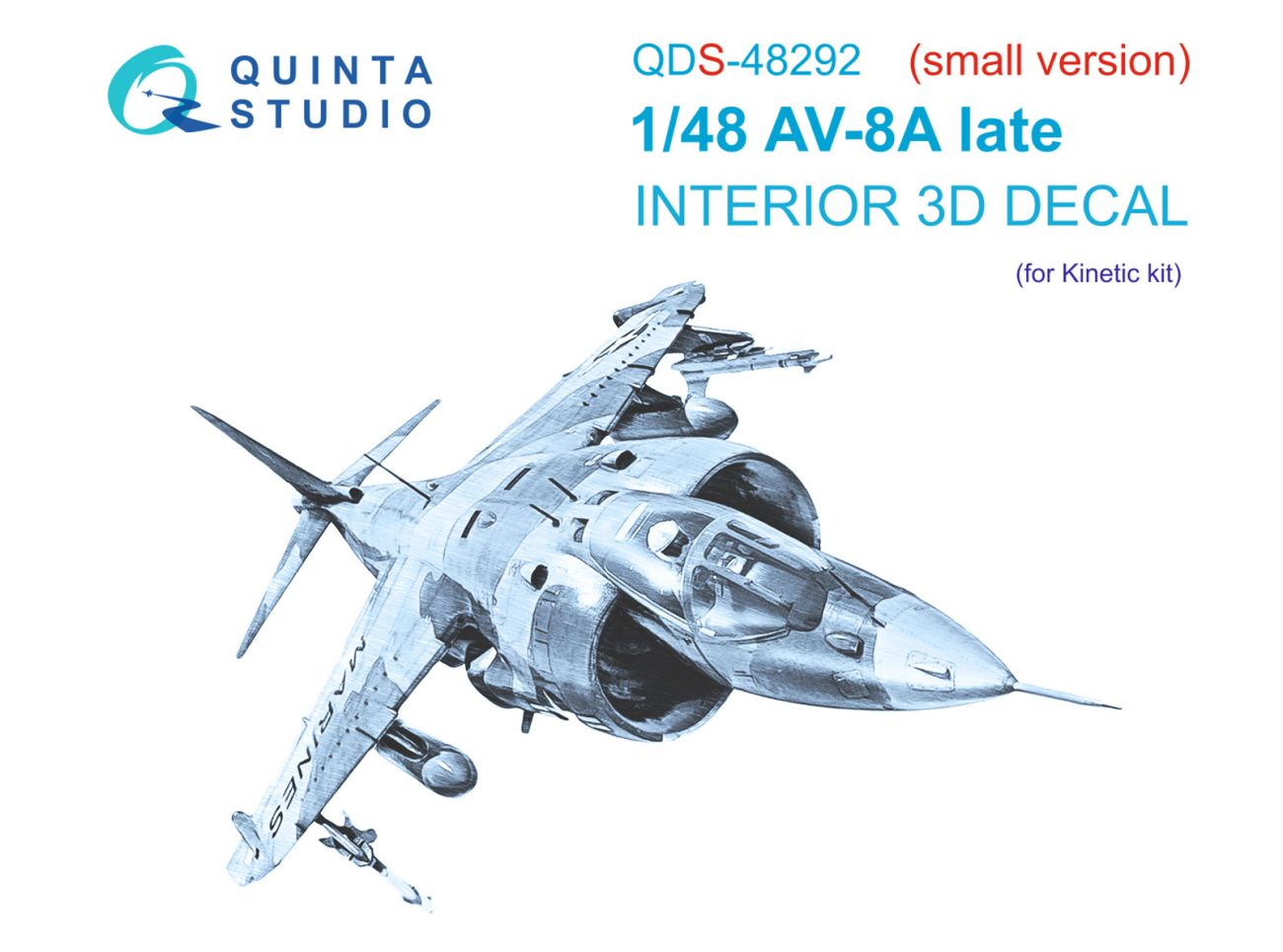 1:48 AV-8A Late 3D-Printed & coloured Interior on decal paper (Kinetic) (Small version)