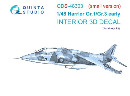 1:48 Harrier Gr.1/Gr.3 Early 3D-Printed & coloured Interior on decal paper (Kinetic) (Small version)