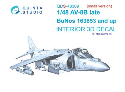 1:48 AV-8B Late 3D-Printed & coloured Interior on decal paper (Hasegawa) (Small version)
