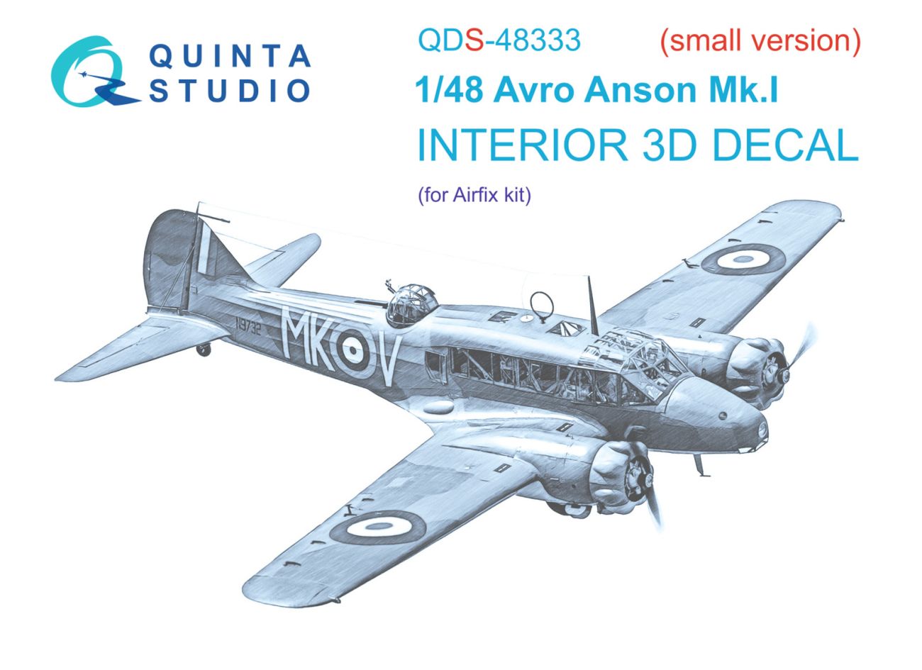 1:48 Avro Anson Mk.I 3D-Printed & coloured Interior on decal paper (Airfix) (Small version)