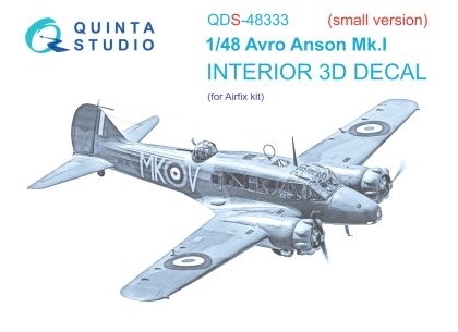 1:48 Avro Anson Mk.I 3D-Printed & coloured Interior on decal paper (Airfix) (Small version)