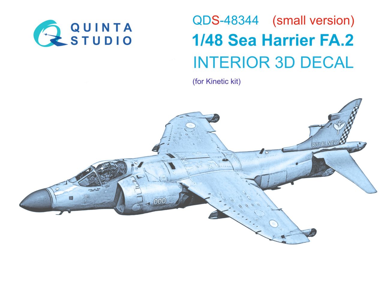 1:48 Sea Harrier FA.2 3D-Printed & coloured Interior on decal paper (Kinetic) (Small version)