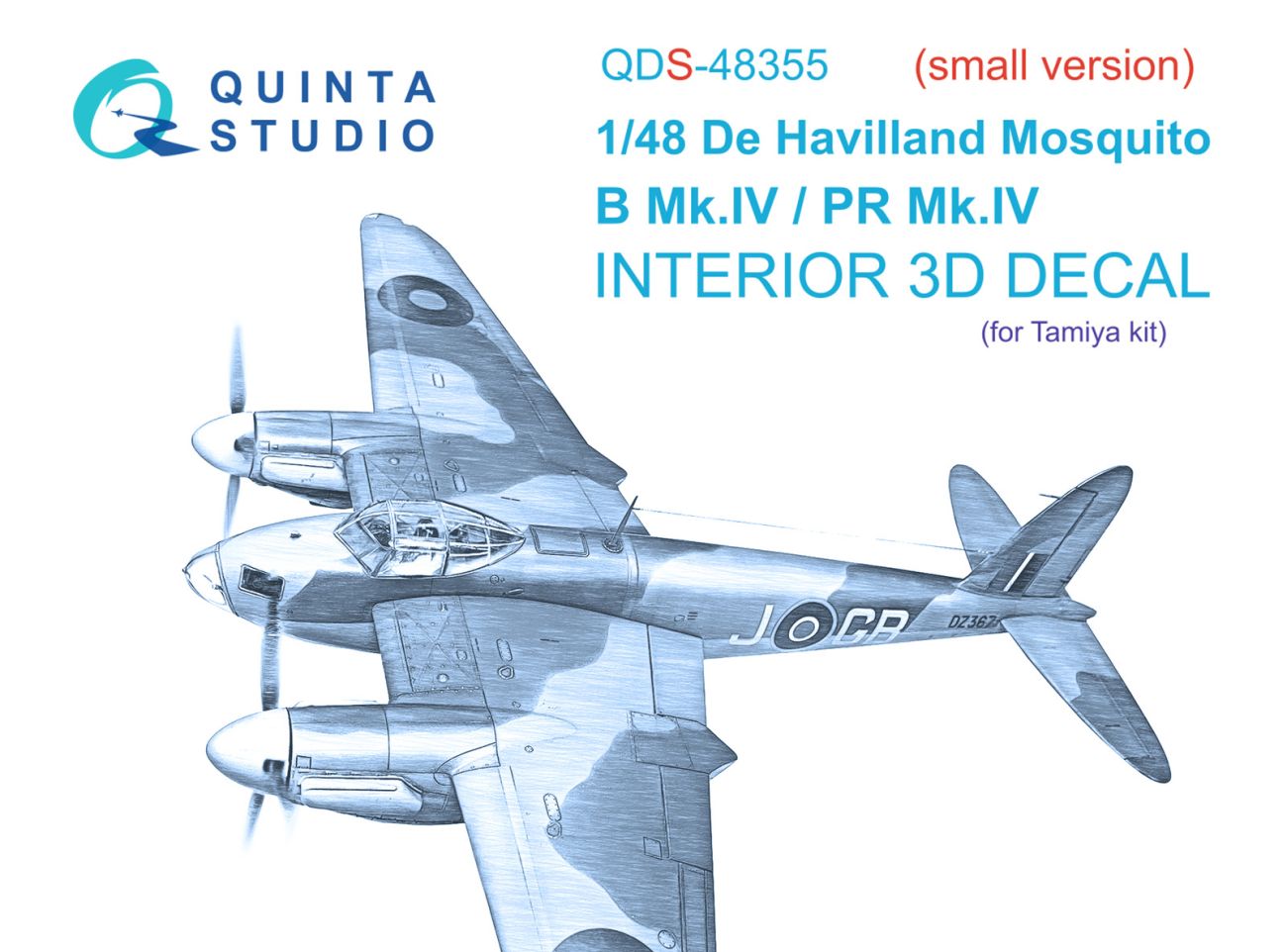 1:48 DH Mosquito B Mk.IV/PR Mk.IV 3D-Printed & coloured Interior on decal paper (Tamiya) (Small version)