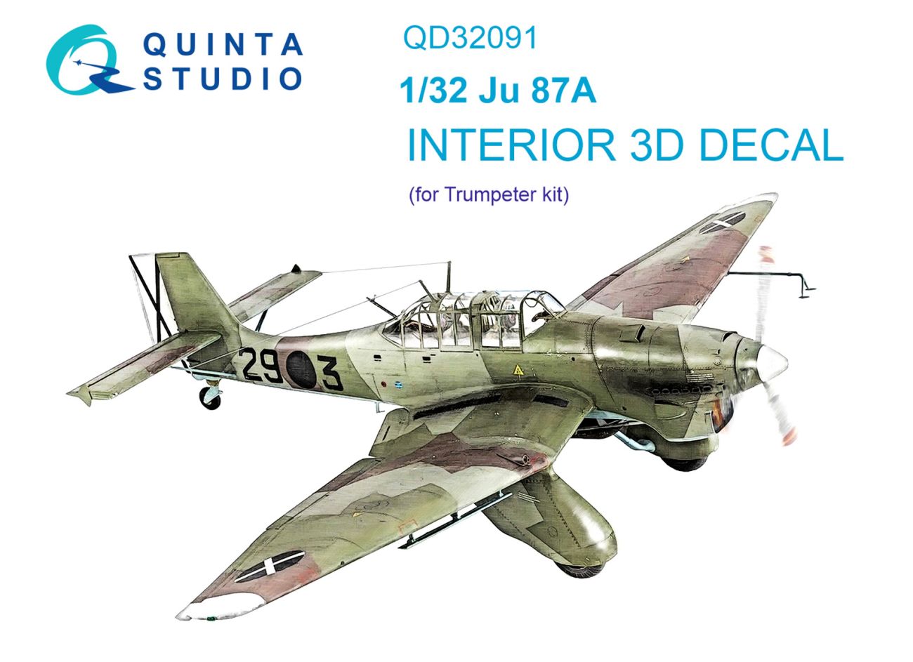 1:32 Ju 87A 3D-Printed & coloured Interior on decal paper (Trumpeter)