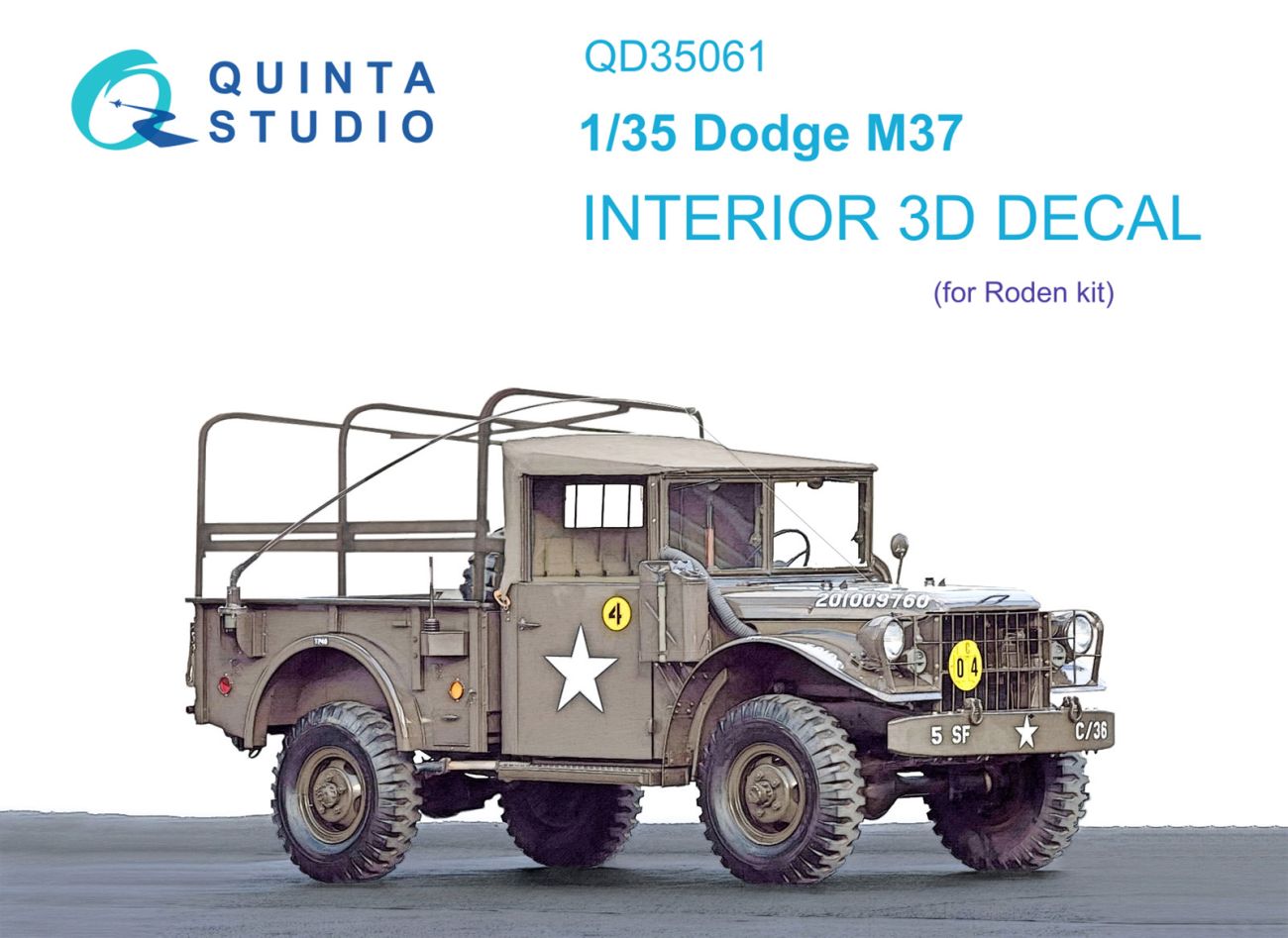 1:35 Dodge M37 3D-Printed & coloured Interior on decal paper (Roden)