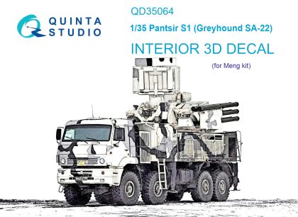 1:35 Pantsir-S1 (SA-22 Greyhound) 3D-Printed & coloured Interior on decal paper (Meng)