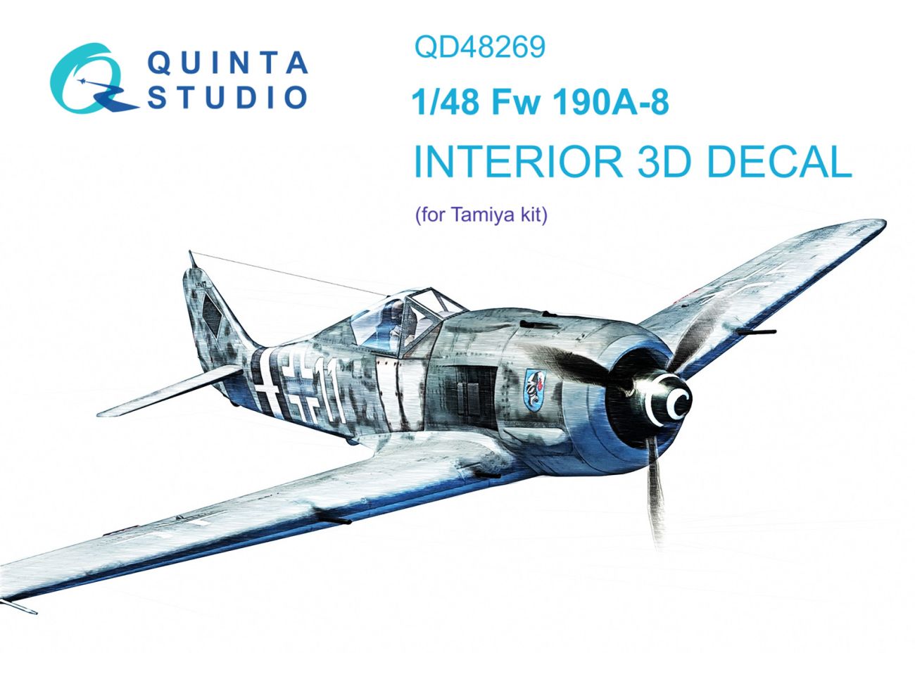 1:48 Fw 190A-8 3D-Printed & coloured Interior on decal paper (Tamiya)