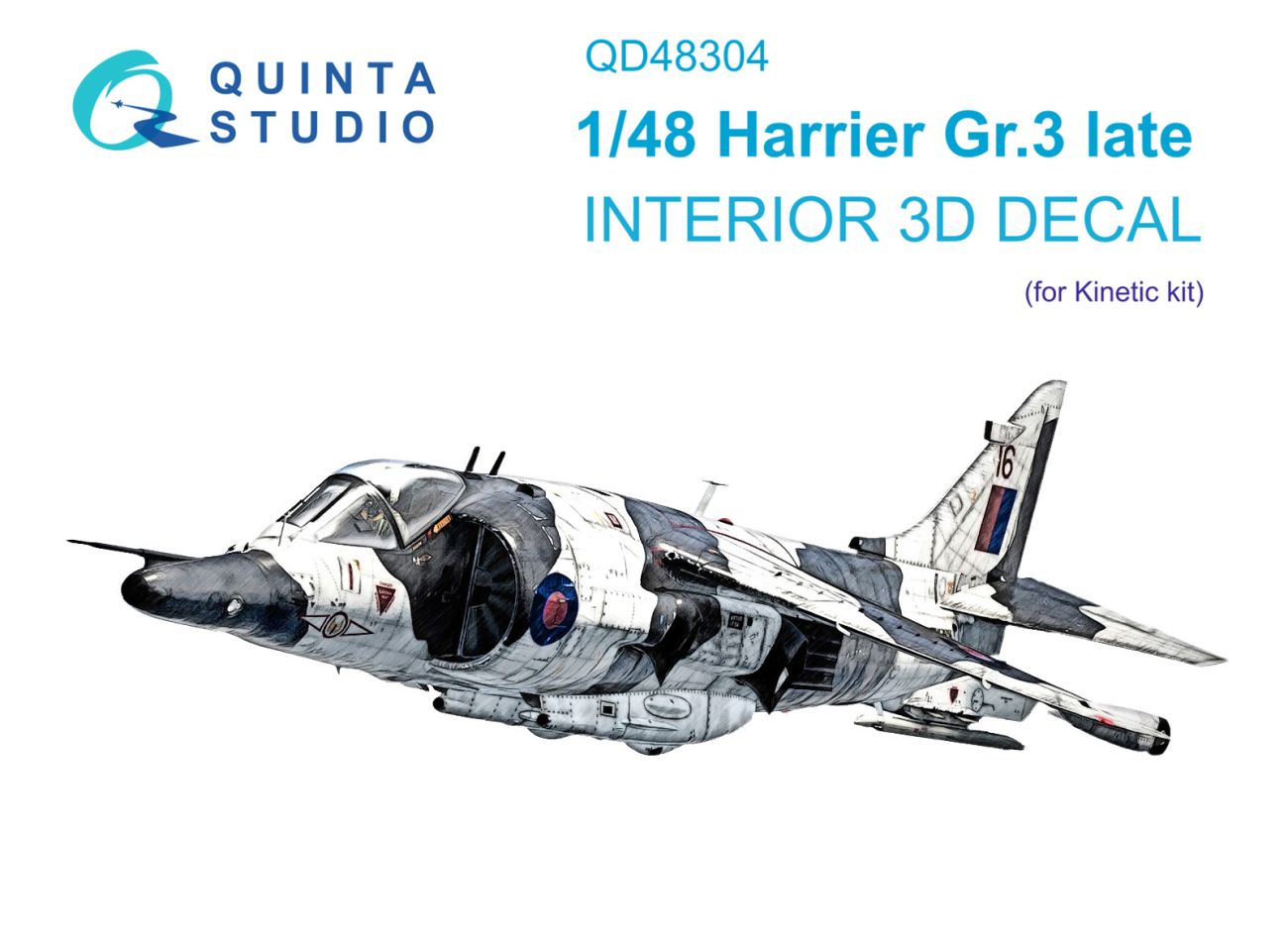 1:48 Harrier Gr.3 late 3D-Printed & coloured Interior on decal paper (Kinetic)