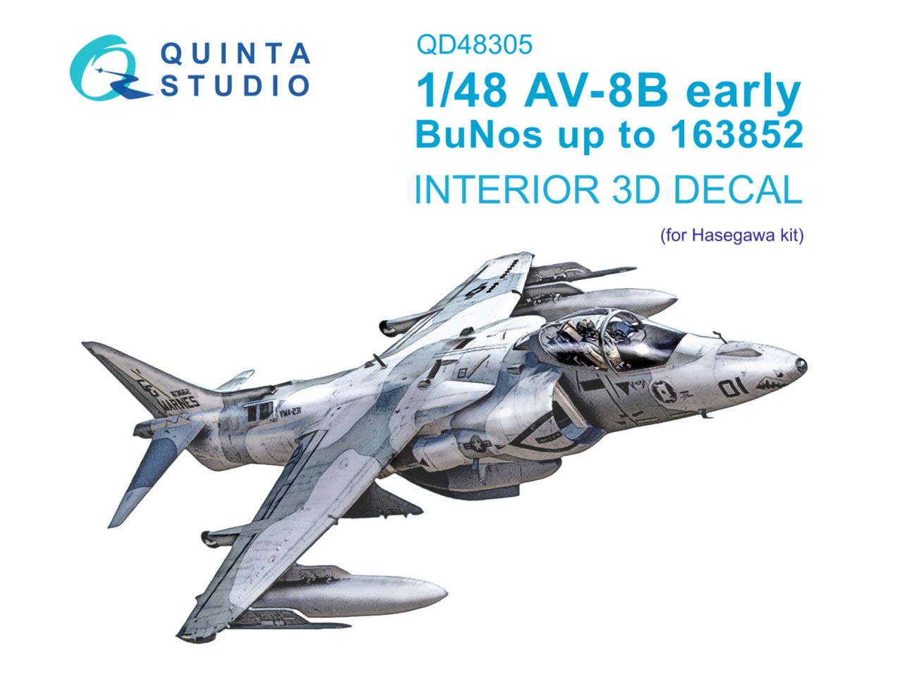1:48 AV-8B Early 3D-Printed & coloured Interior on decal paper (Hasegawa)