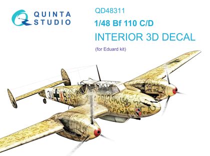 1:48 Bf 110C/D 3D-Printed & coloured Interior on decal paper (Eduard)
