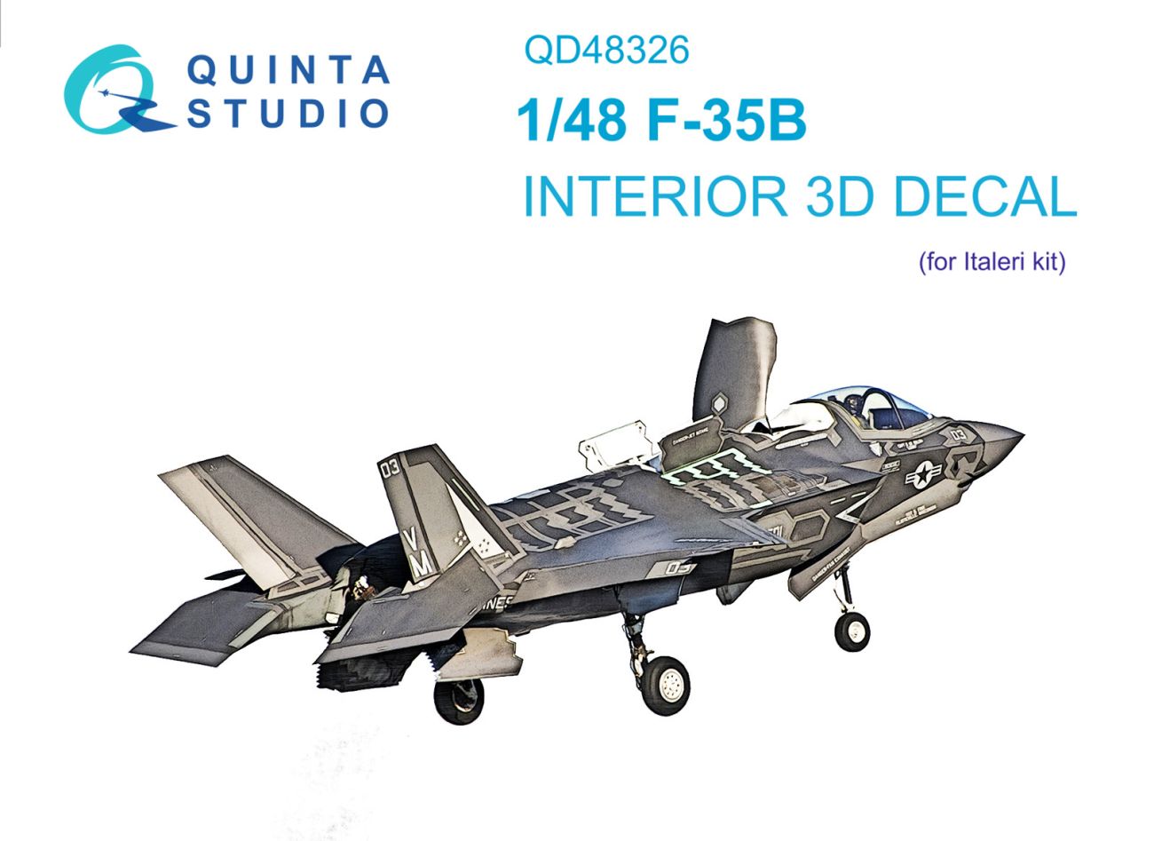 1:48 F-35B 3D-Printed & coloured Interior on decal paper (Italeri)