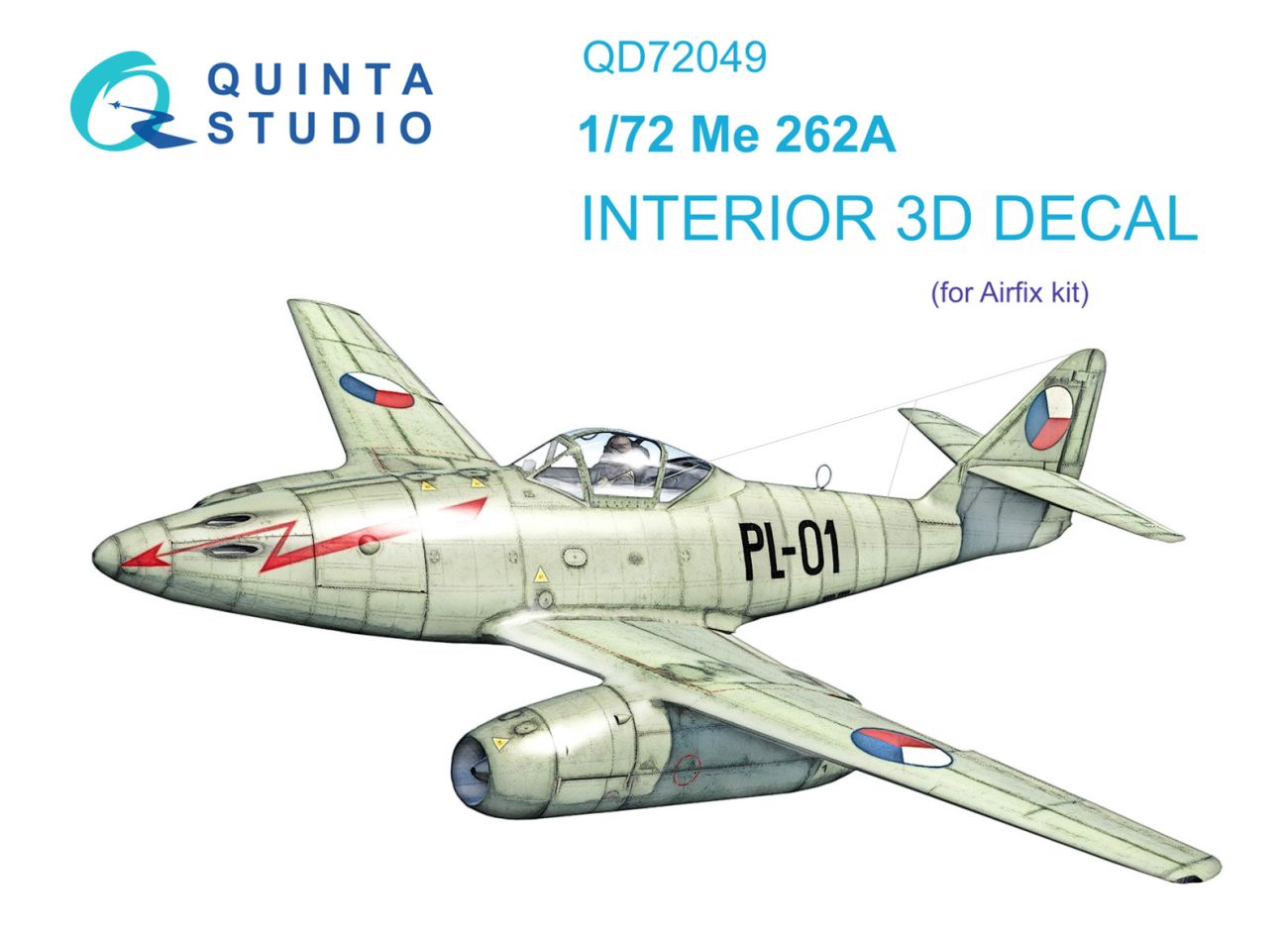 1:72 Me-262A 3D-Printed & coloured Interior on decal paper (Airfix)