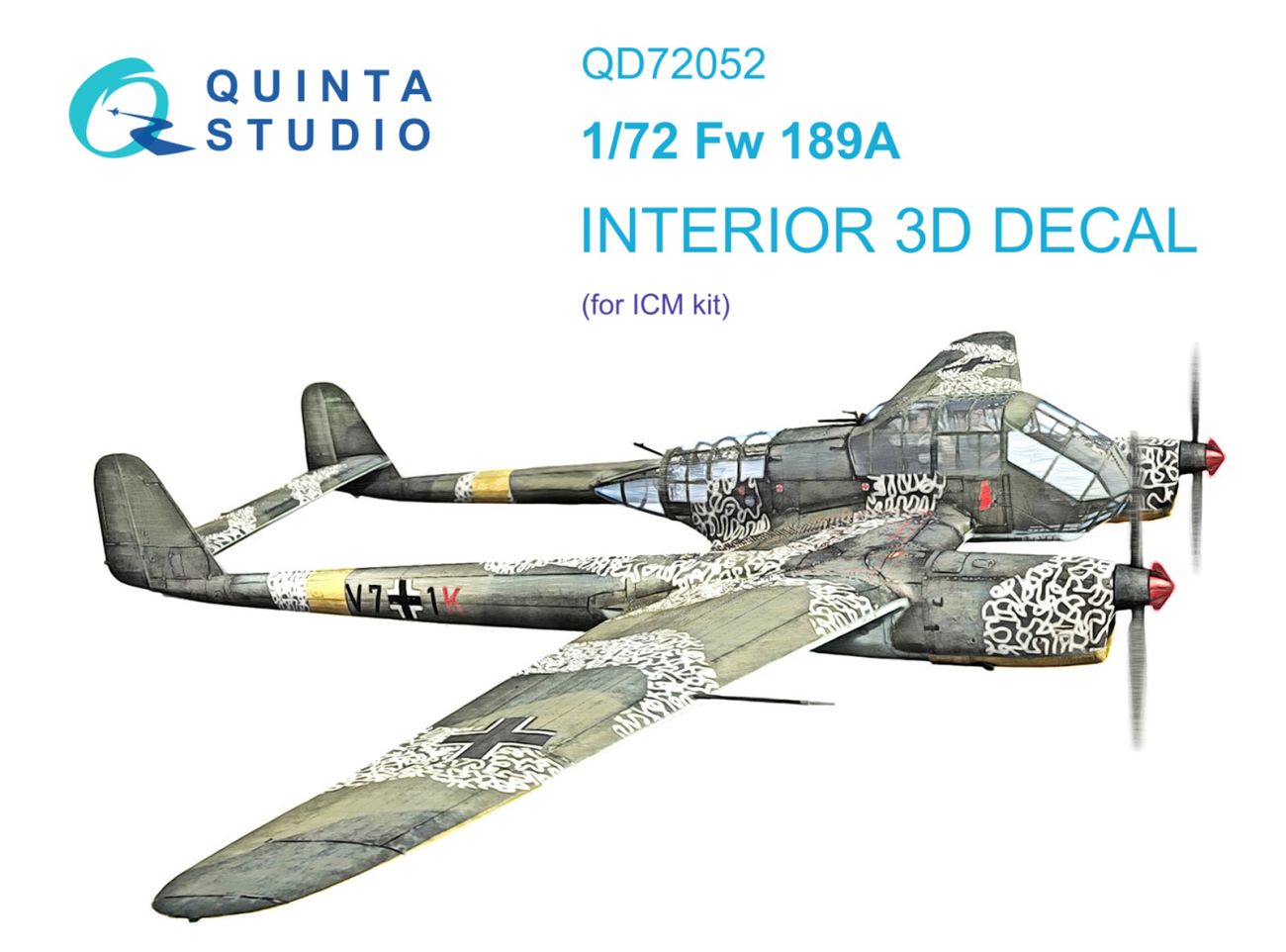 1:72 Fw 189A 3D-Printed & coloured Interior on decal paper (ICM)