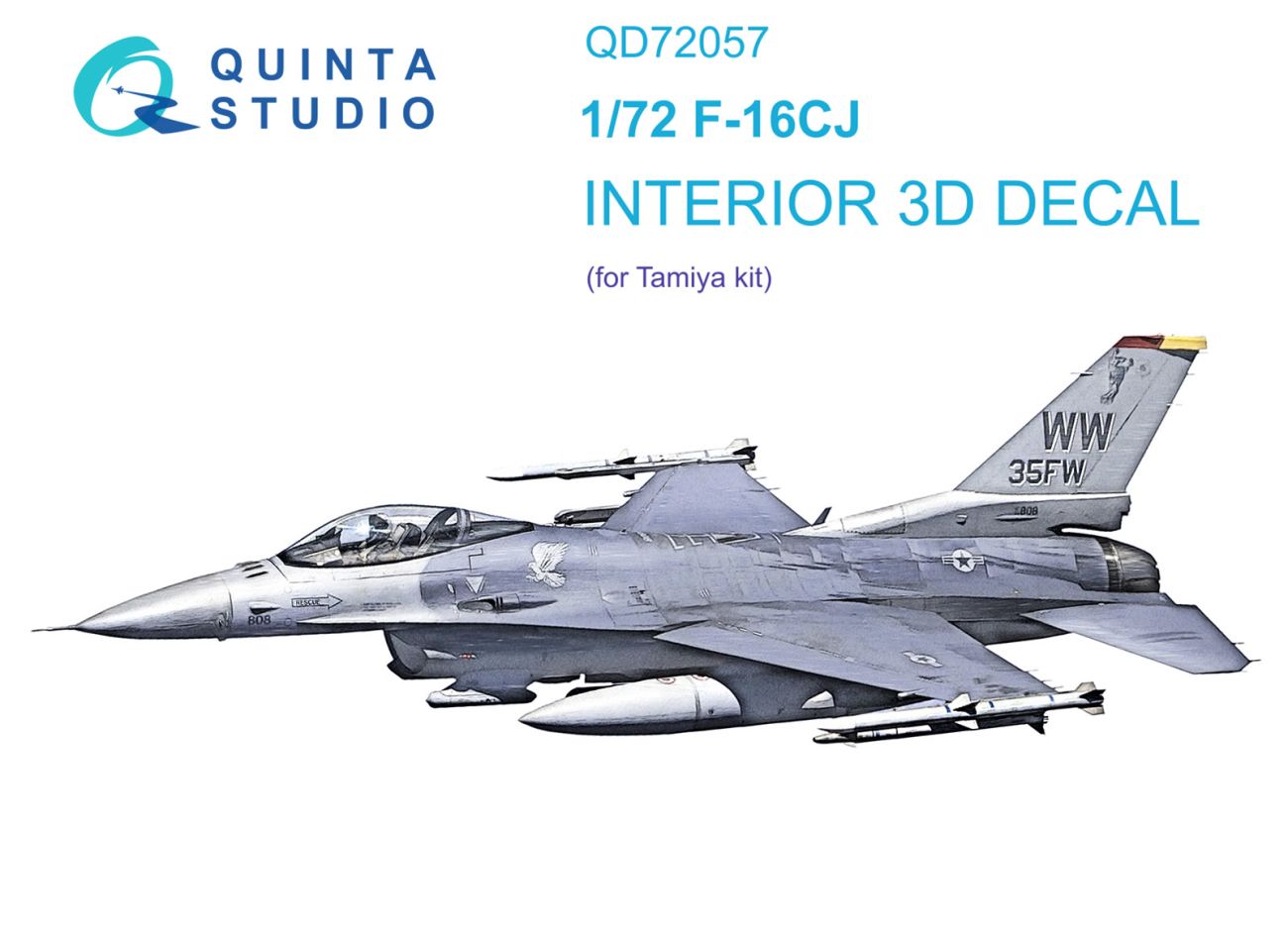 1:72 F-16CJ 3D-Printed & coloured Interior on decal paper (Tamiya)