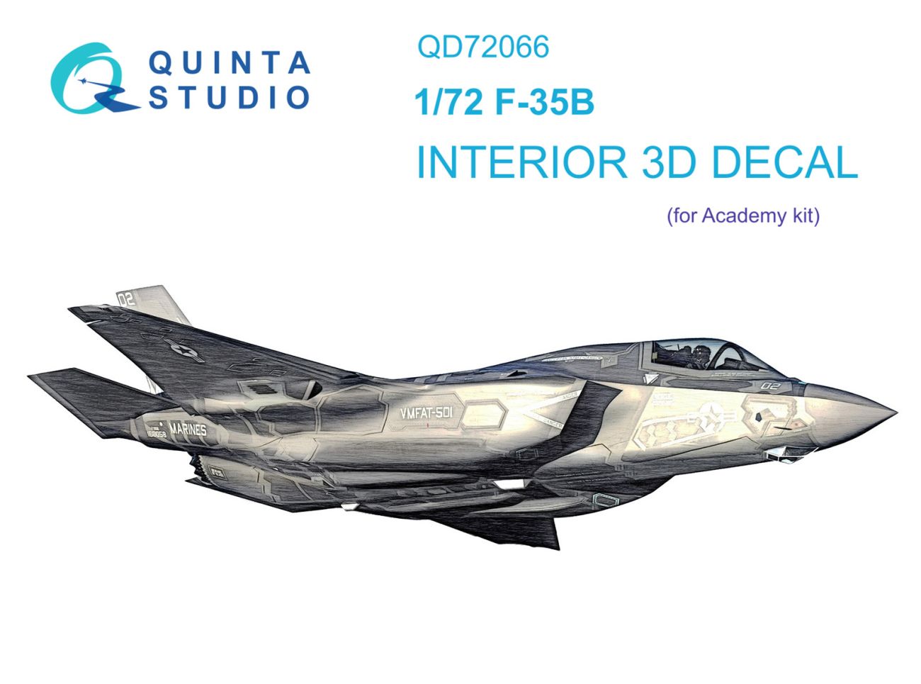1:72 F-35B 3D-Printed & coloured Interior on decal paper (Academy)