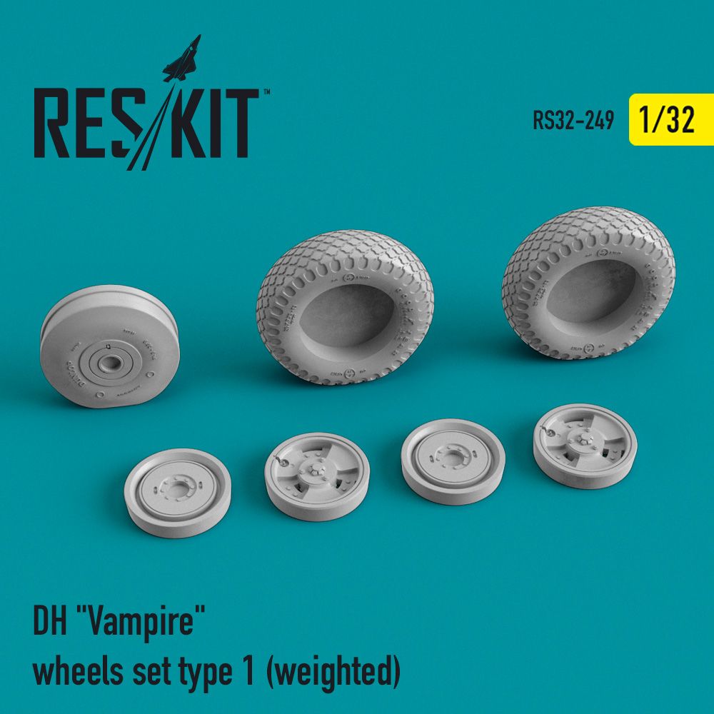 1:32 de Havilland Mk.3/Mk.5 Vampire wheels set type 1 (weighted)