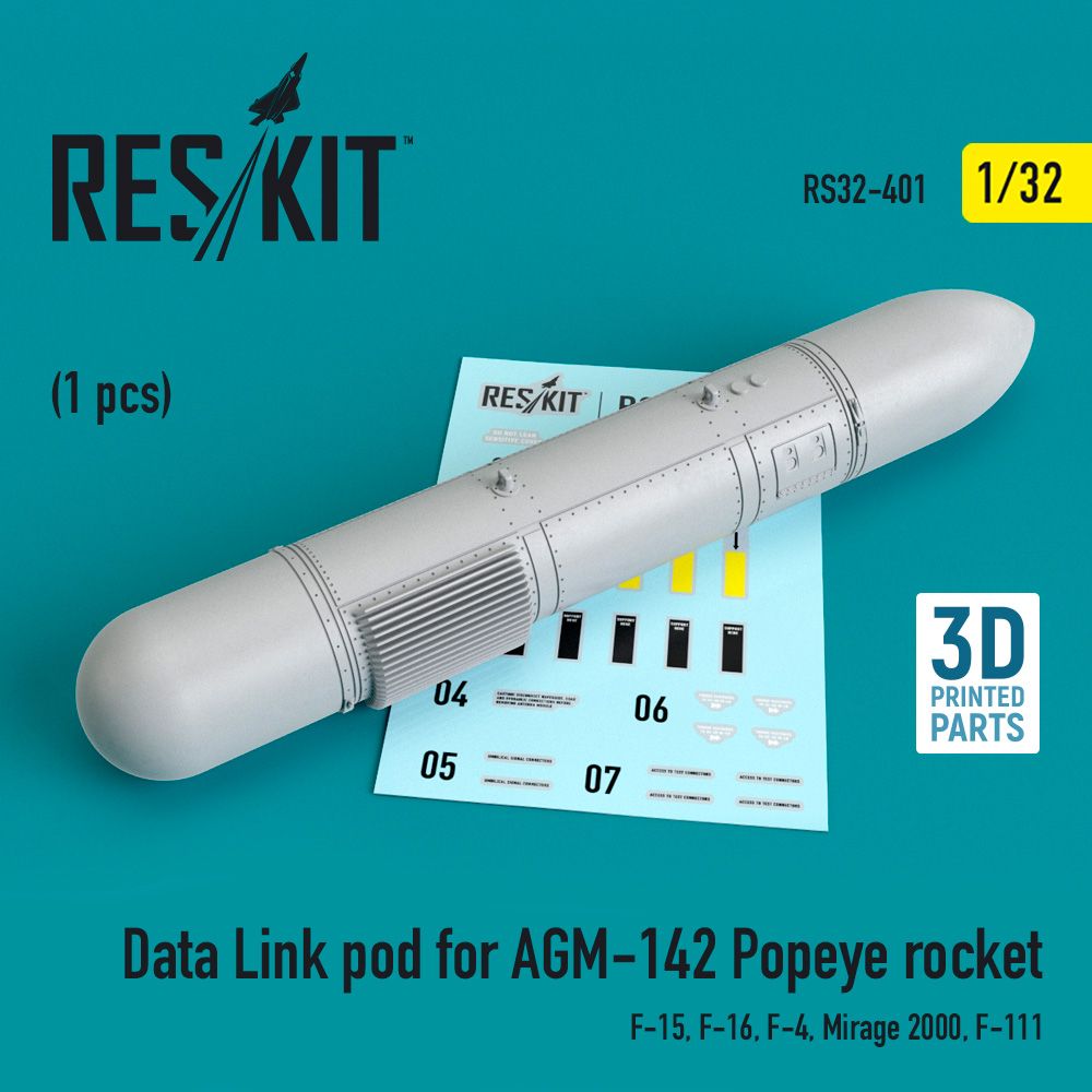 1:32 Description:Data Link pod for AGM-142 Popeye rocket (McDonnell F-15, F-16, F-4, Dassault Mirage 2000, F-111)