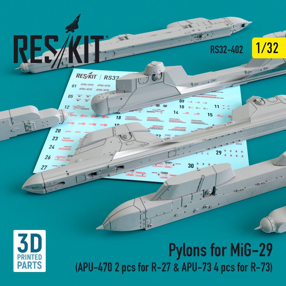 1:32 Pylons for Mikoyan MiG-29 (APU-470 2 pcs for R-27 & APU-73 4 pcs for R-73)