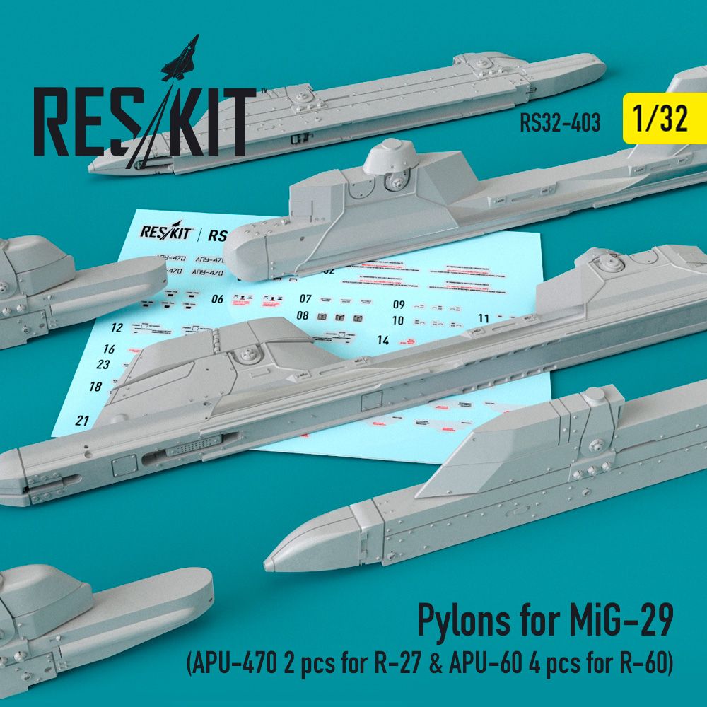 1:32 Pylons for Mikoyan MiG-29 (APU-470 2 pcs for R-27 & APU-60 4 pcs for R-60)