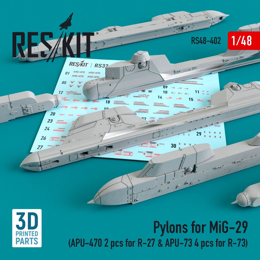 1:48 Pylons for Mikoyan MiG-29 (APU-470 2 pcs for R-27 & APU-73 2 pcs for R-73)