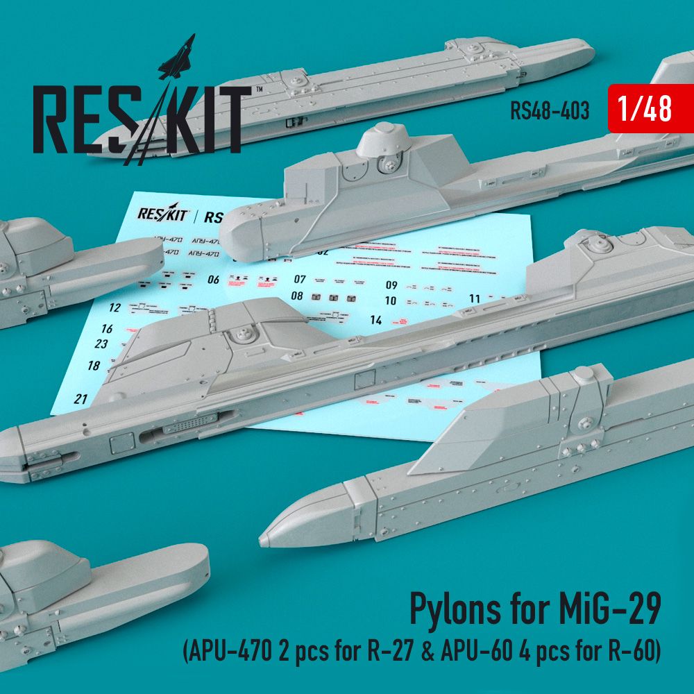 1:48 Pylons for Mikoyan MiG-29 (APU-470 2 pcs for R-27 & APU-60 2 pcs for R-60