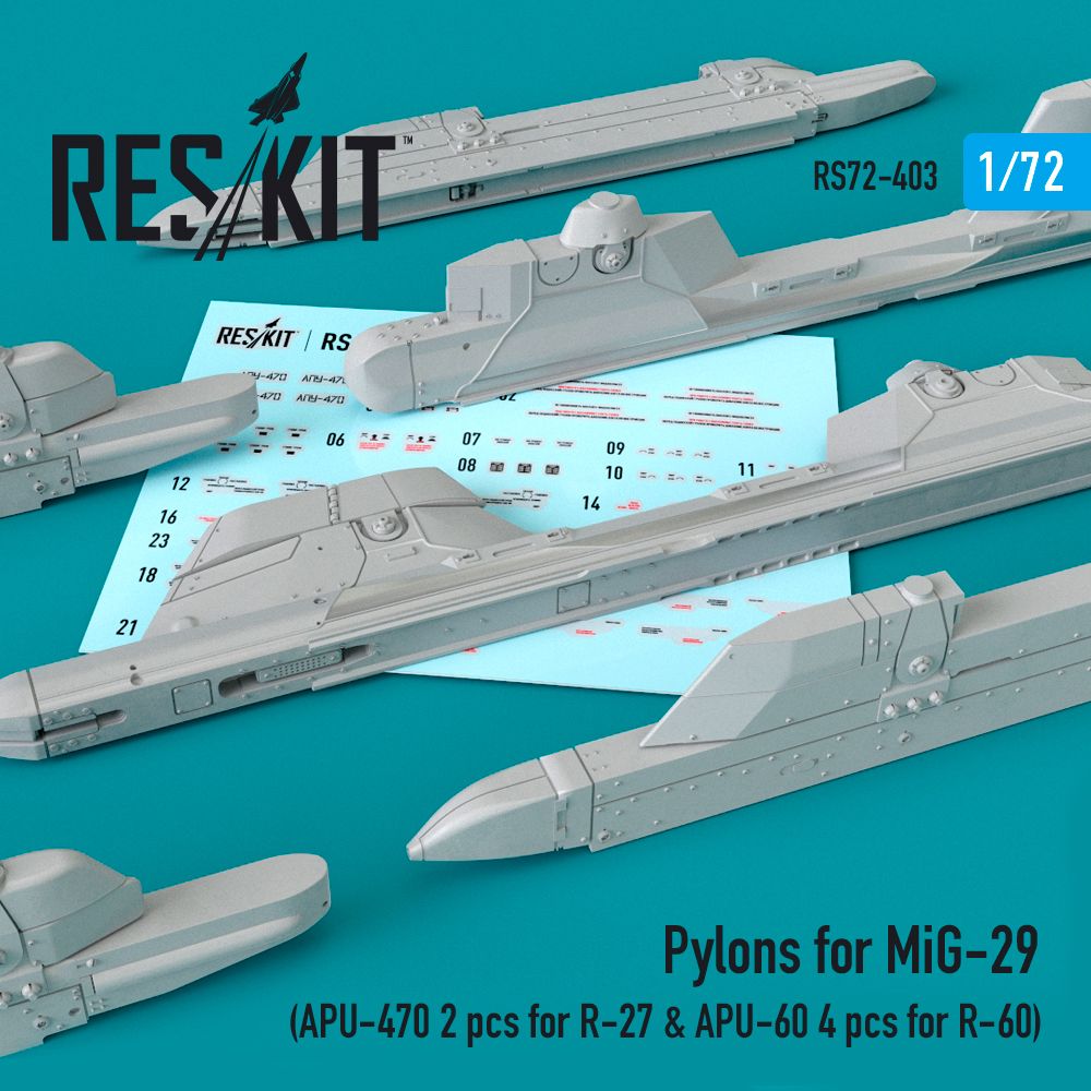 1:72 Pylons for MiG-29 (APU-470 2 pcs for R-27 & APU-60 4 pcs for R-60)