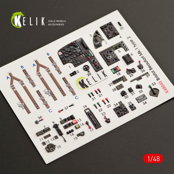 1:48 BRISTOL BEAUFORT MK.1 TYPE 2 INTERIOR 3D DECALS FOR ICM KIT